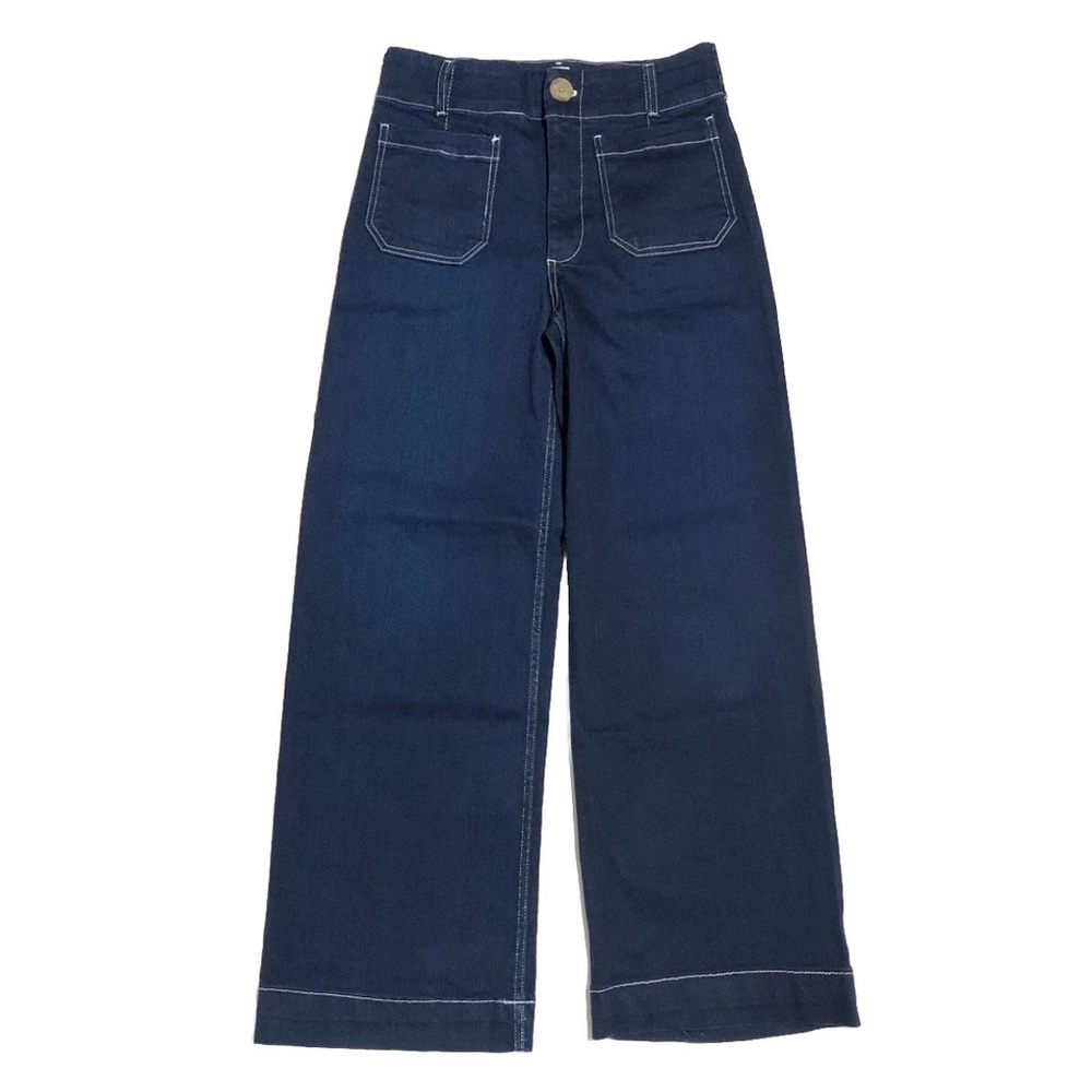 MAEVE Women’s Colette Full Length Wide Leg Denim Pants Contrast Stitch - Picture 2 of 6